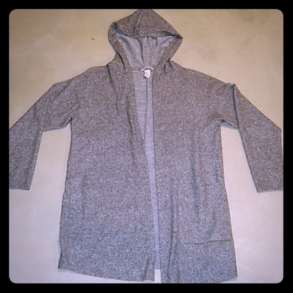H&M Long Hooded Sweater Cardigan Heather Gray L